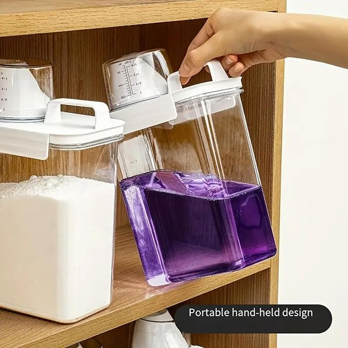 60.8OZ Clear Laundry Detergent Dispenser, Double Sealed Storage Container - Image 3