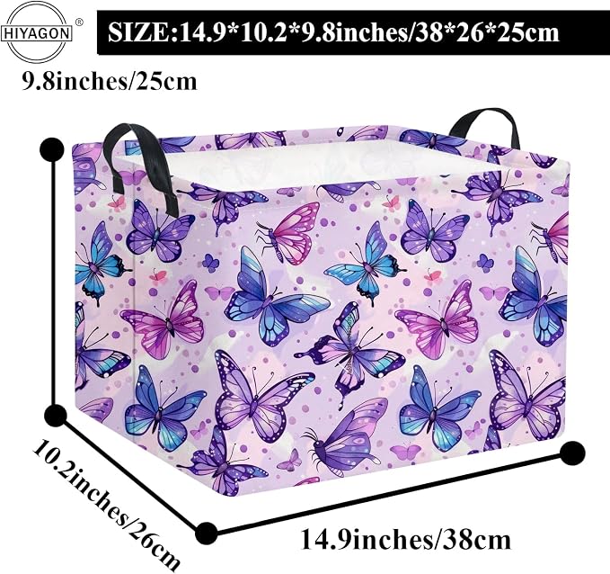 HIYAGON Rectangular Butterfly Basket Baby Storage Basket Storage Bin Organizer - Image 6