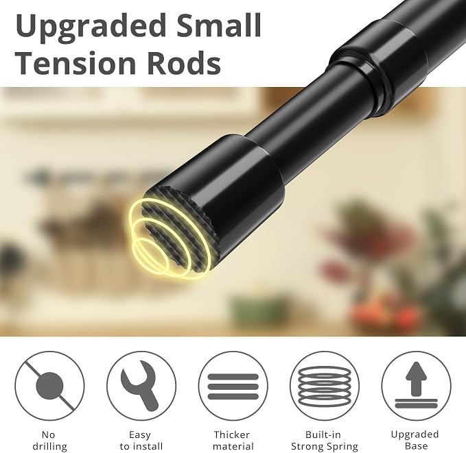 4 Pcs Tension Rod, OEH Tension Curtain Rod, No Drilling Rustproof Tension Rods - Image 5