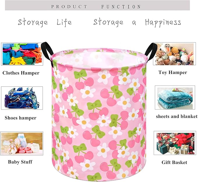 KUNRO Round Laundry Gift Basket Storage Hamper Clothes Storage Basket Organizer - Image 6