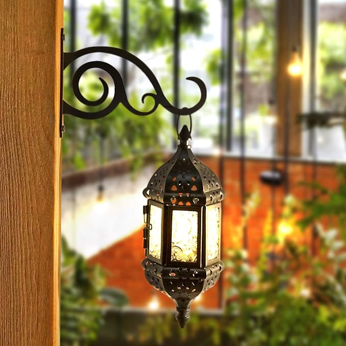 6-Inch Outdoor Indoor Decorative Iron Lantern Wall Hooks Hangers - Image 2