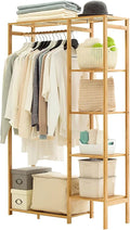 Bamboo Clothing Rack with 6 Tier Storage Shelf Multifunctional Garment by Jotsport