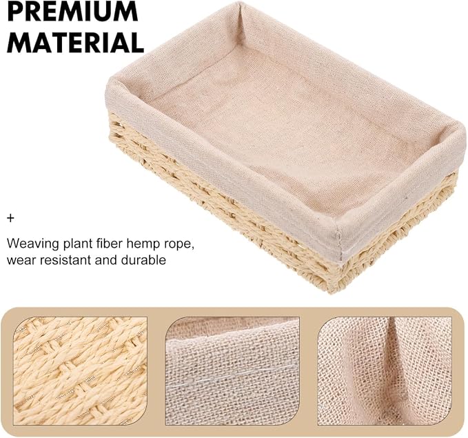 Unomor 1pc Rural Style Storage Basket Handmade Desktop Glove Box Alternative - Image 8