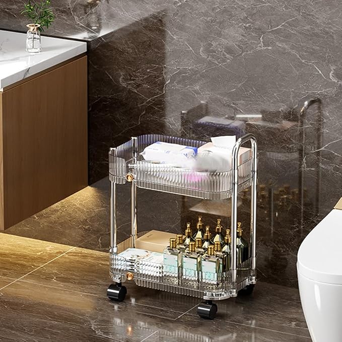 2/3/4 Tier Storage Trolley, Mobile Slim Rolling Utility Cart by Wiodeiv
