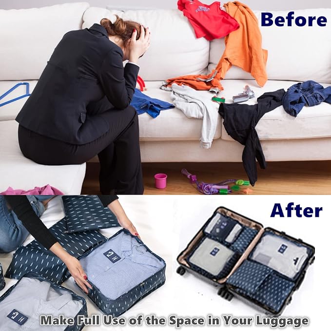 6 PCS Travel Suitcase Organizer Bags, Travel Organizer Packing Cubes Set - Image 4