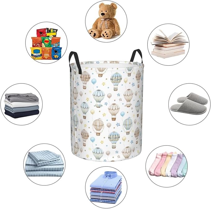 Cute Hot Air Balloon Stars Laundry Hamper Bag - Image 5