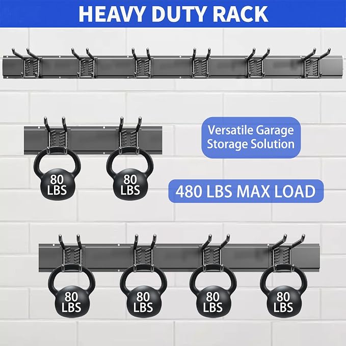 Garage Tool Organizer Wall Mount, 48inch Heavy Duty Garden Tool organizer - Image 3