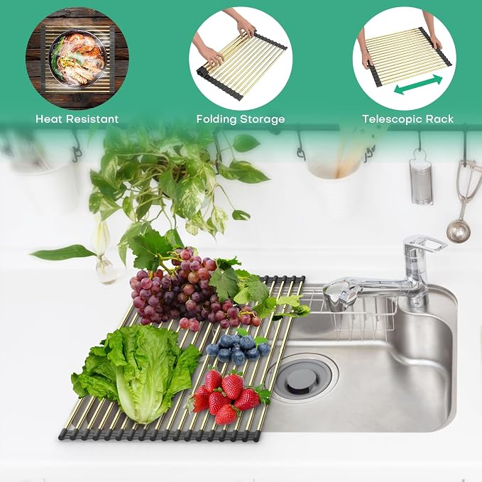 Expandable Large Draining Rack, Roll Up Heat-Resistant Dish Drainer - Image 6