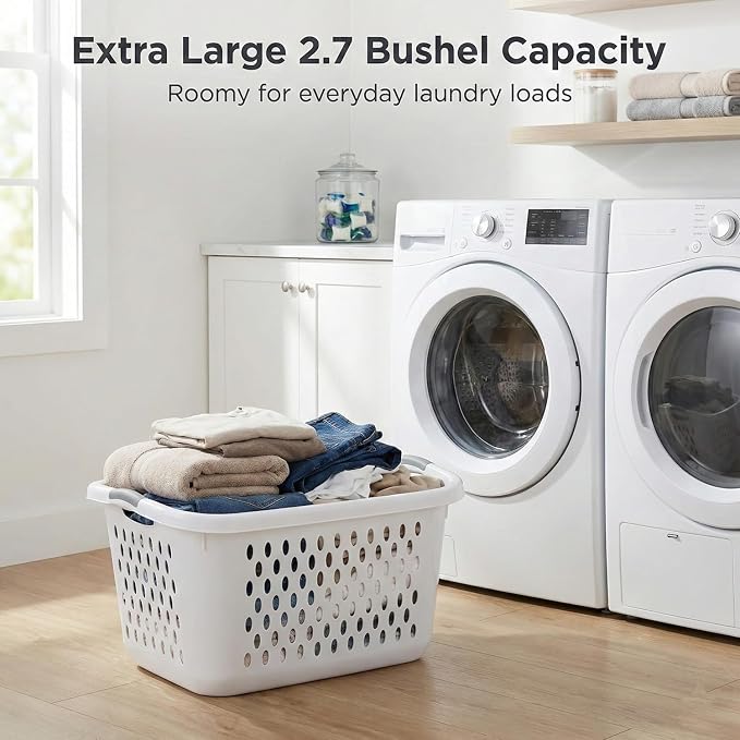 Extra Large 2.7 Bushel Plastic Laundry Basket, Easy-Carry Clothes Basket - Image 4
