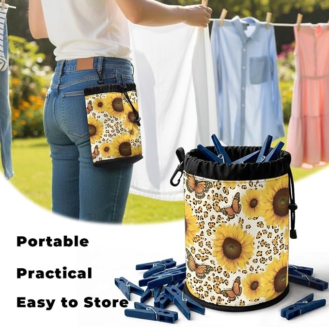 Clothespin Storage Bag with Hooks & Drawstring Closure Dragonfly Star Moon - Image 5