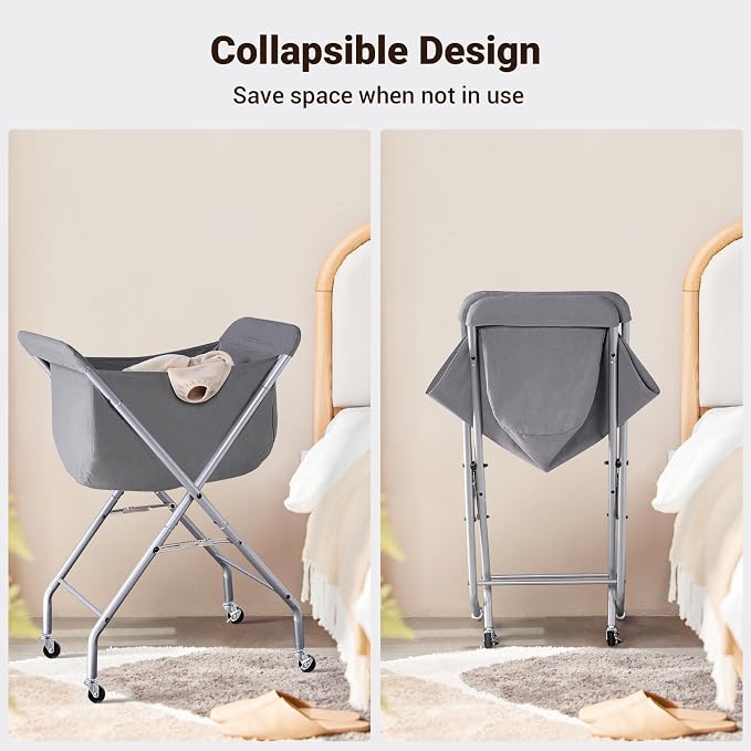 ELYKEN Laundry Cart with Wheels, 32”H Easy Rolling Laundry Hamper with - Image 5