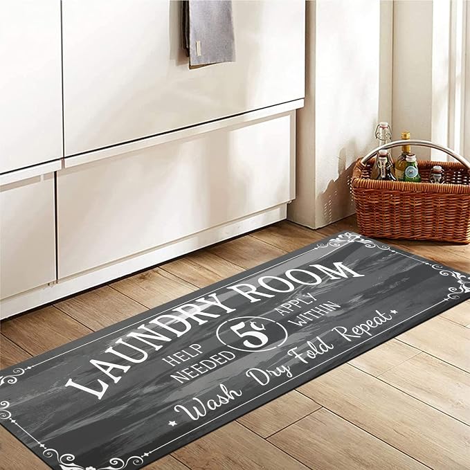 Pauwer Laundry Room Rug Runner 20"x60" Waterproof Rubber Laundry Mat Non Slip - Image 4