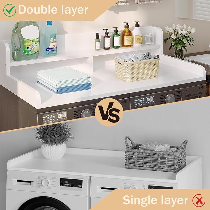 Washer and Dryer Countertop, 2 Tier Laundry Room Wood Countertop - Image 2