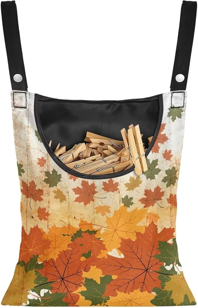 Maple Leaves Clothes Pin Hanging Bag Clothes Pin Bag by Bivxisrvo