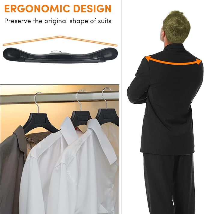 DEDU Suit Hangers for Men 100 Pack, Thick Plastic - Image 4