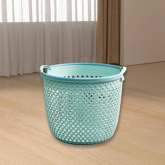 Flexible Laundry Basket with Handles, Portable Round Bin, Plastic Laundry - Image 4