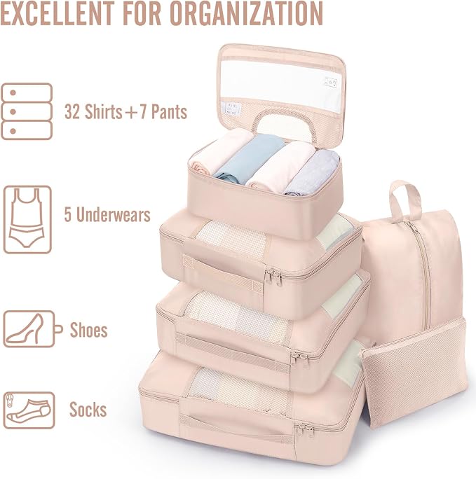 Veken 8 Set Packing Cubes, Cruise Ship Travel Essentials Accessories - Image 6