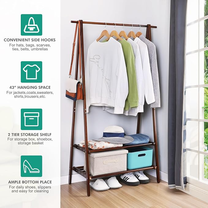Bamboo Clothing Rack Foldable Clothes Hanging Stand - Image 2