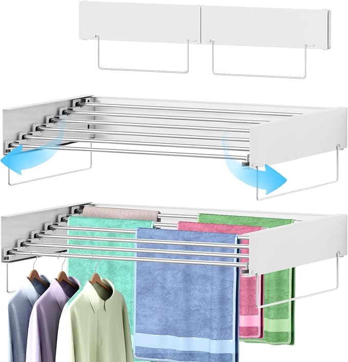 Wall Mounted Clothes Drying Rack, Laundry Drying Rack Clothing Wall Mount by Unknown