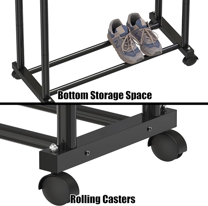 Simple Houseware Double Rod Portable Clothing Hanging Garment Rack - Image 5