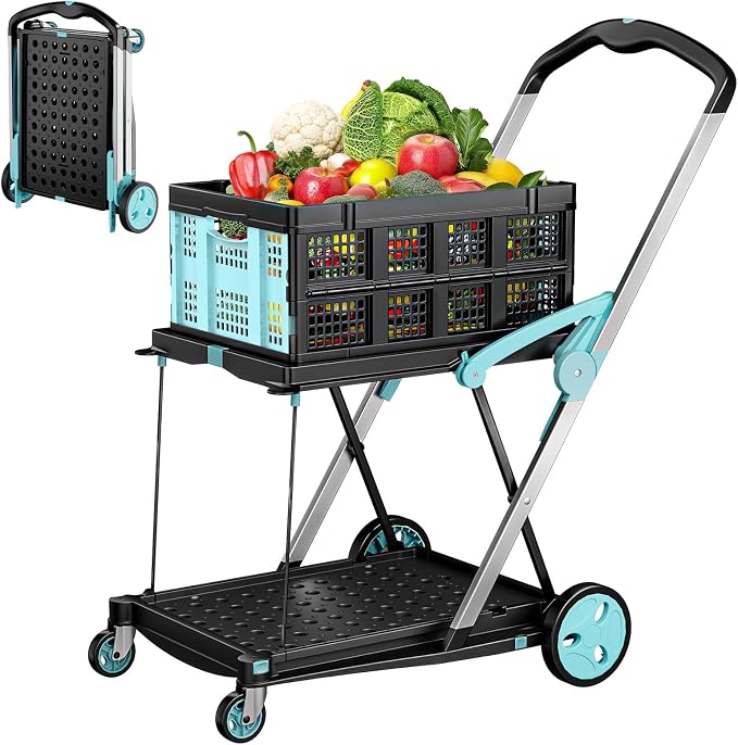 Foldable Shopping Cart, 200 lbs Capacity Grocery Carts on Wheels by Aratan