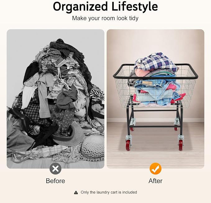 4.5 Bushel Steel Wire Laundry Cart, Commercial Wire Laundry Basket - Image 4