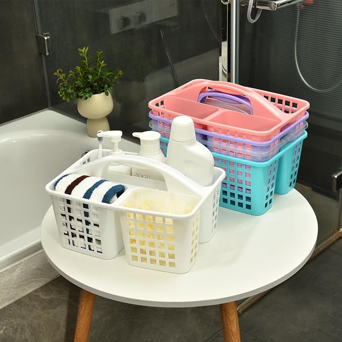 Haundry 3 Compartments Plastic Shower Caddy Basket, Portable Divided Cleaning - Image 9