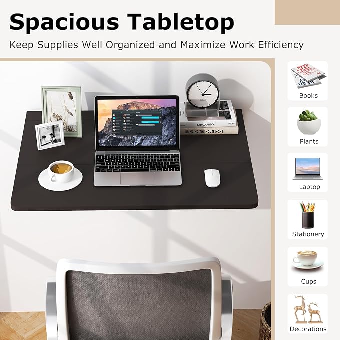 Giantex Wall Mounted Folding Table, 31.5" x 23.5" Wood Murphy Desk, Drop-Leaf - Image 6
