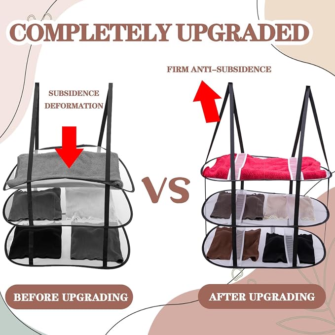 CINPIUK 2 Pcs 3-Tier Sweater Drying Rack Over The Door, Foldable Mesh Hanging - Image 4