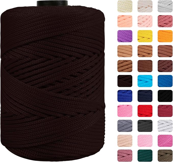 CAMAL Polypropylene Cord 3mm 185 Yards Colorful Polyester Yarn Handmade by CAMAL