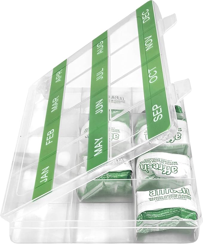 Monthly Reminder Organizer for Cleaning Tablets, 12 Labeled Compartments for - Image 9
