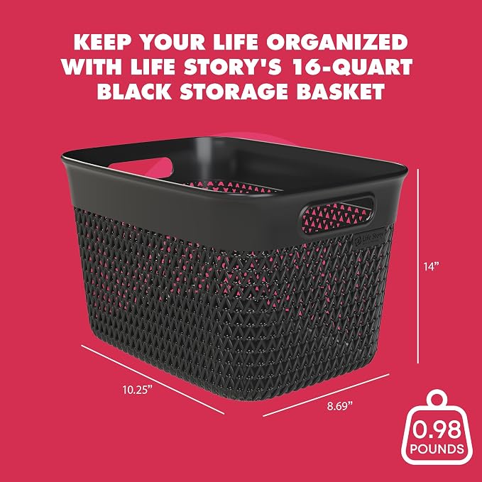 Life Story 16 Quart Decorative Storage Basket, Large Plastic Home Organizer - Image 3