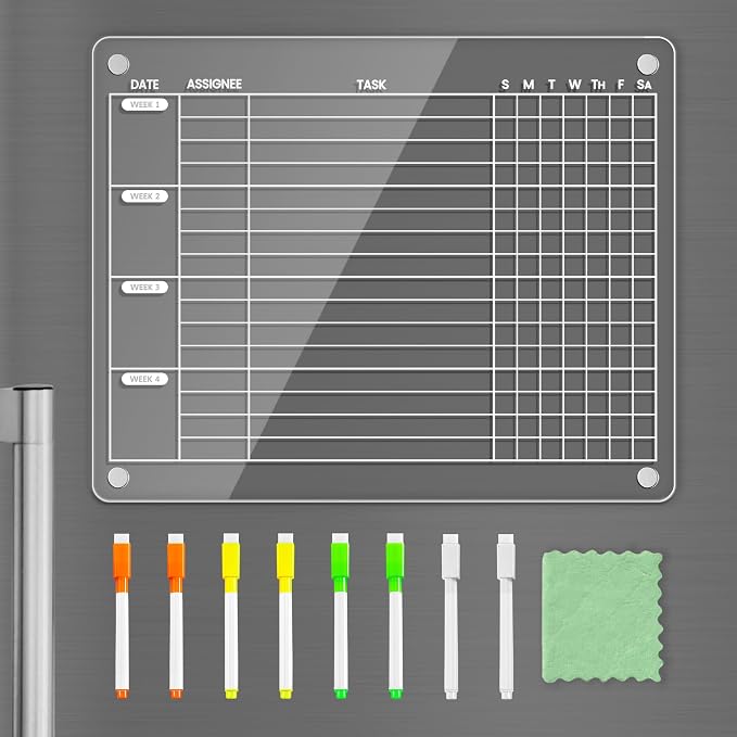 PigPotParty Acrylic Magnetic Monthly Chore Chart by PigPotParty