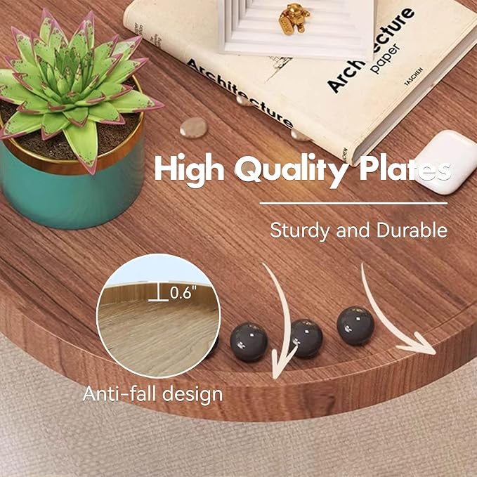 Lefedrasticity Wall Mounted Folding Round Table Small Folding Desk Walnut - Image 5