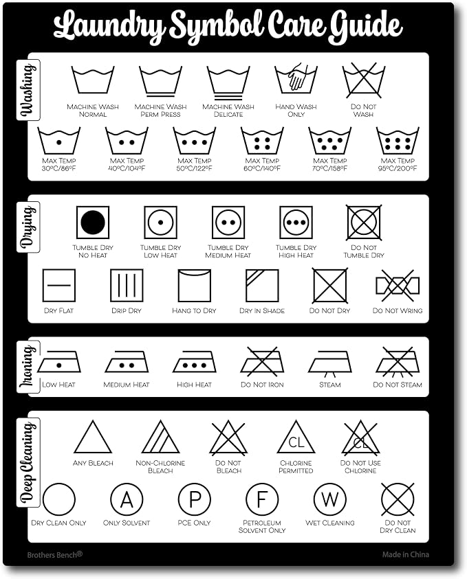 Farmhouse Laundry Symbols Magnet, 8x10 Laundry Symbols Chart, 39 Icons by BrothersBench