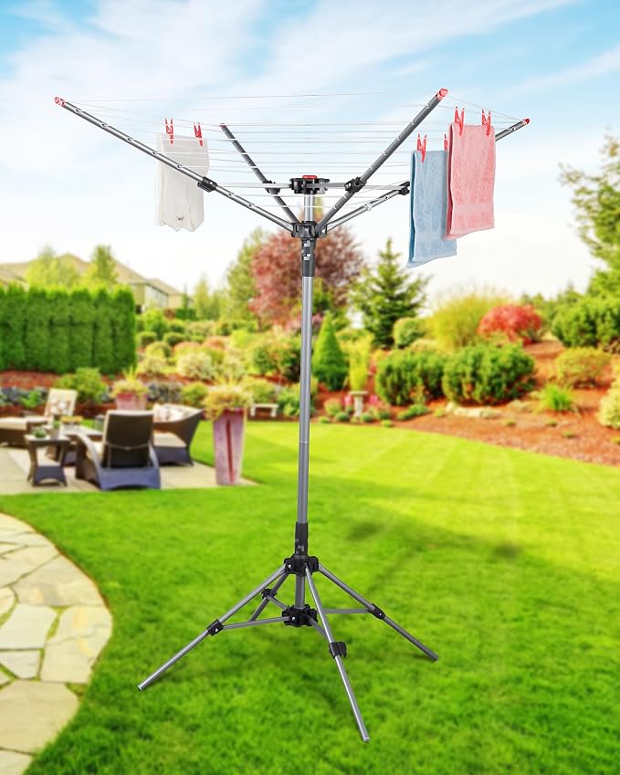 STORAGE MANIAC Portable Umbrella Clothes Drying Rack 8 Lines - Image 9