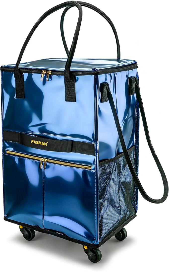 Reusable Grocery Bag on 5 Wheels, Foldable Rolling Tote Bag by PASMAN