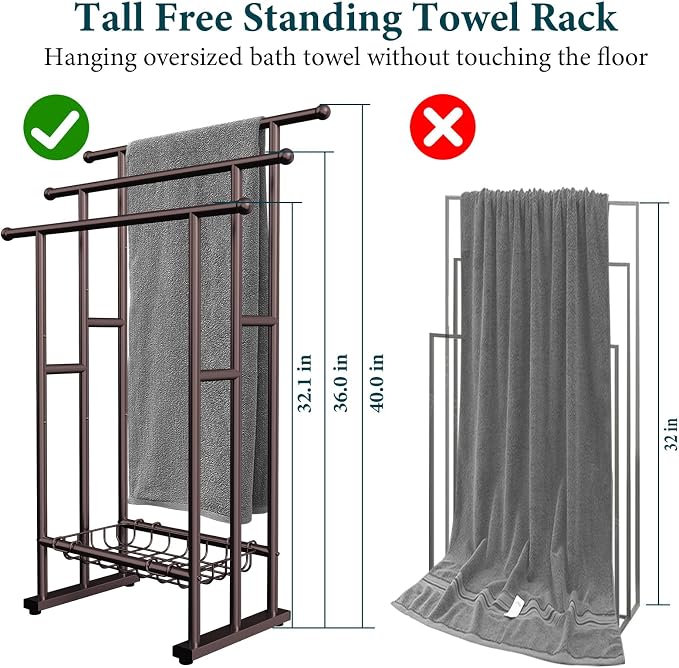 Kayfia 40" Tall Standing Towel Racks - Image 2