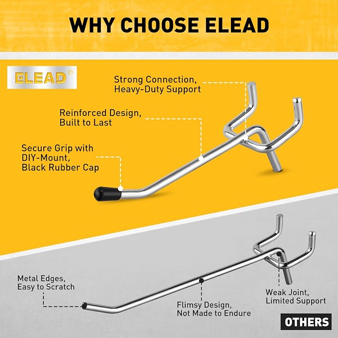 ELEAD 105-Piece 2 Inch Pegboard Hooks, Heavy Duty Peg Board Organizer - Image 4