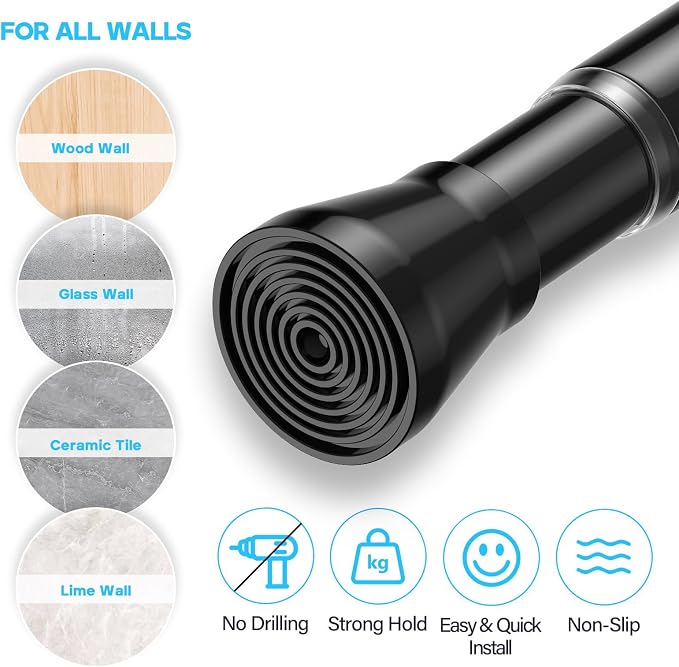 1Pack Black Tension Curtain Rod - Image 3