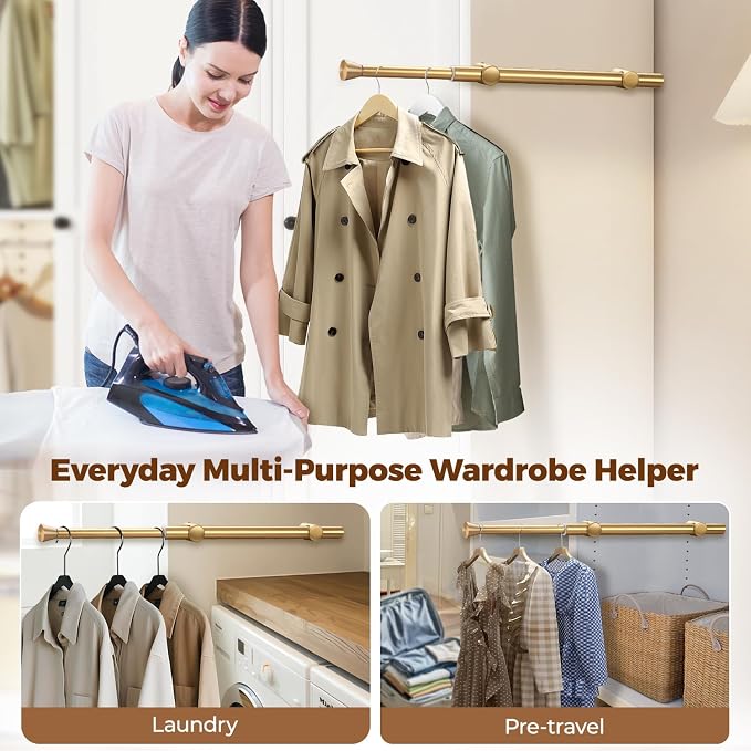 12" Pull-Out Valet Rod for Closet Organization, Add Extra Hanging Space 304 - Image 3