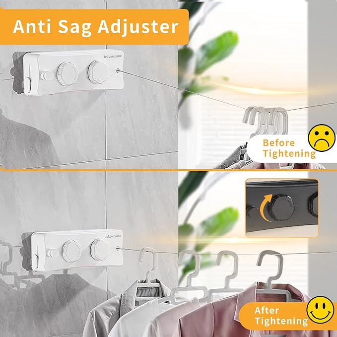 Retractable Clothesline Indoor & Outdoor, Non-Sagging Wall Mounted Drying Rack - Image 3