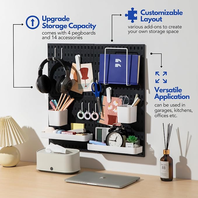 Keepo Peg Board Wall Organizer – Plastic Pegboard Panels, Modular Peg Board - Image 4