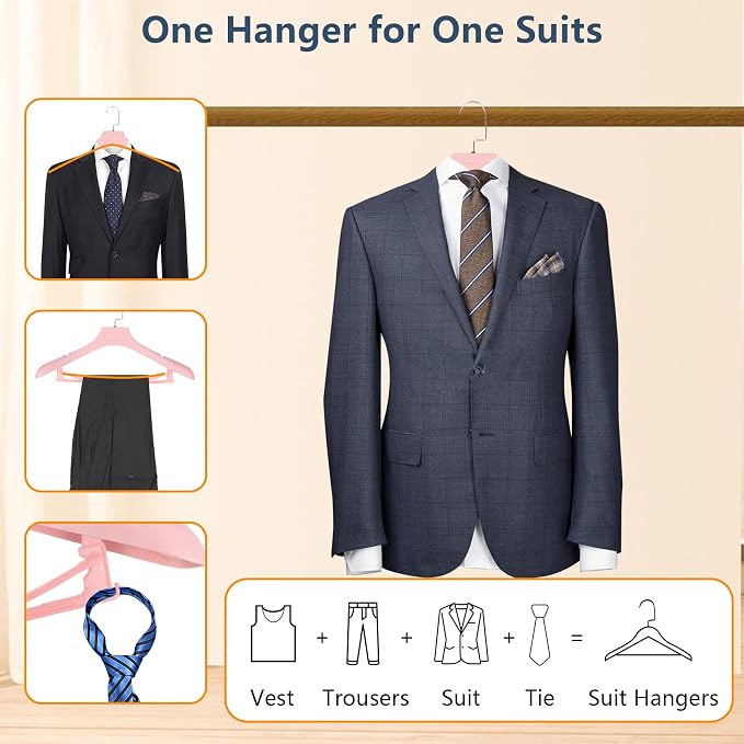 DEDU Suit Hangers for Men 10 Pack, Plastic - Image 5