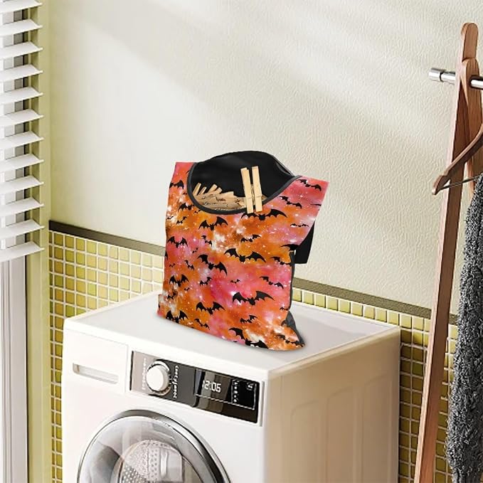 Bats Tie Dye Clothes Pin Hanging Bag Multi Purpose Clothespin Storage Organizer - Image 2