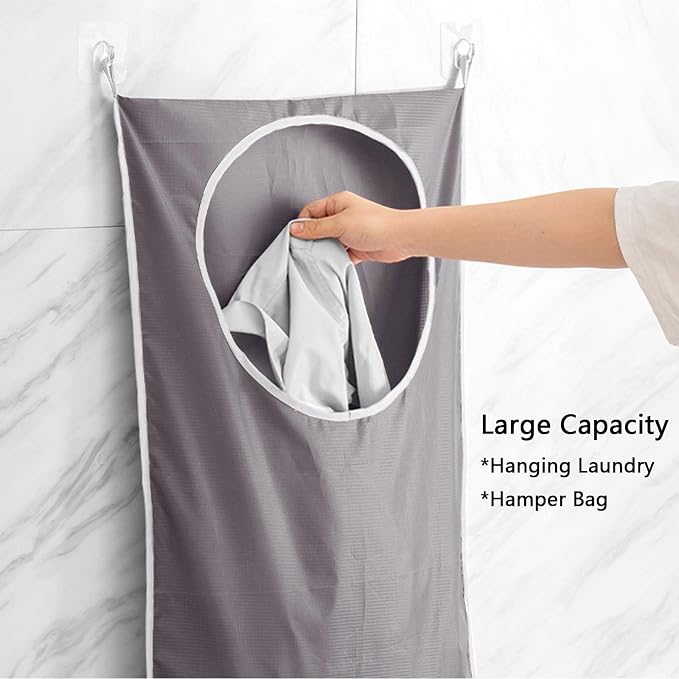 Resdenio Hanging Laundry Hamper Bag, Portable Laundry Bag, Large Foldable Wall - Image 2