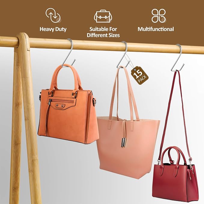 ZEDODIER 15 Pack Purse Hanger Closet, Bag Organizer Purse Hooks - Image 2