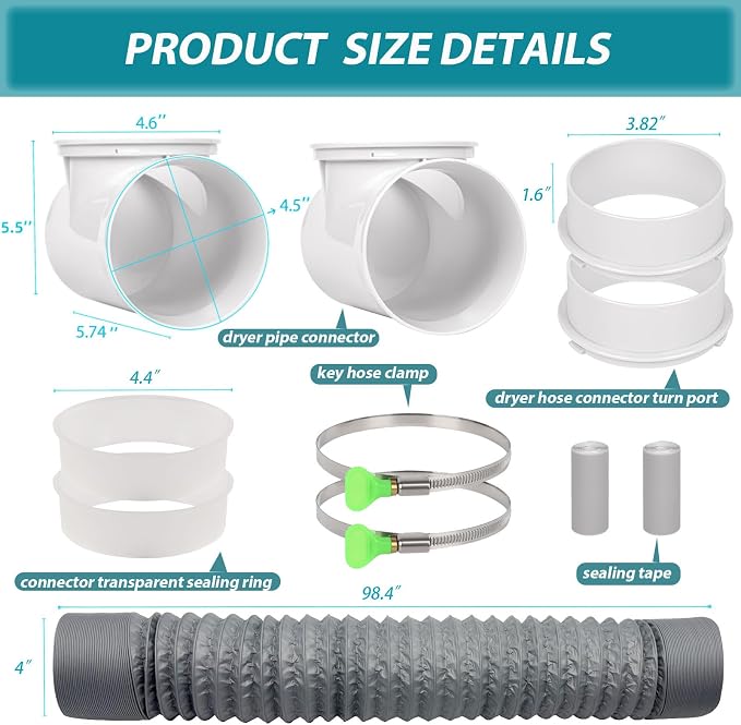 Dryer Vent Hose For Tight Space, 90 Degree Dryer Vent Elbow - Image 3