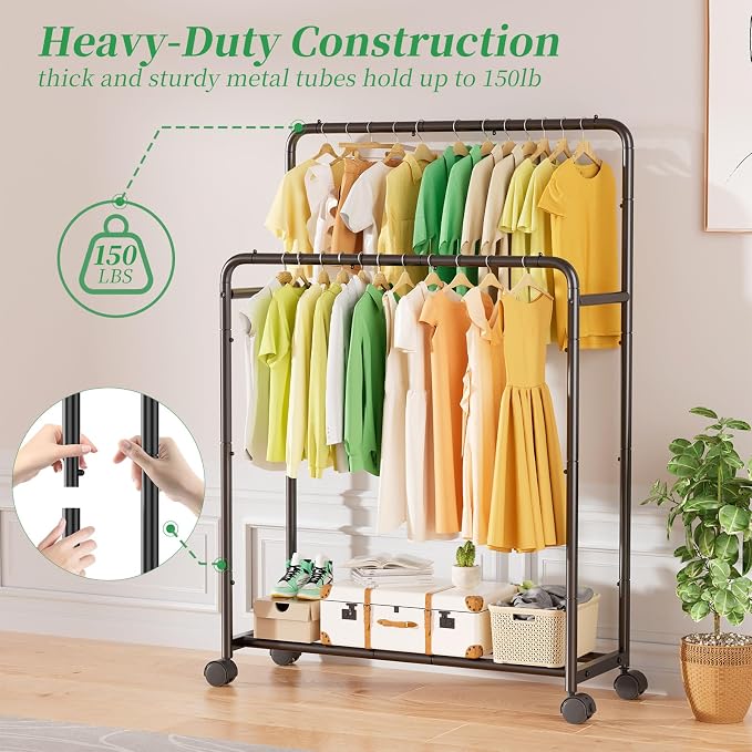 Simple Trending Clothing Clothes Rack Double Rods - Image 6
