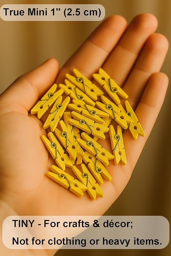 LWR CRAFTS Wooden Mini Clothespins 100 Per Pack 1" 2.5cm - Image 7